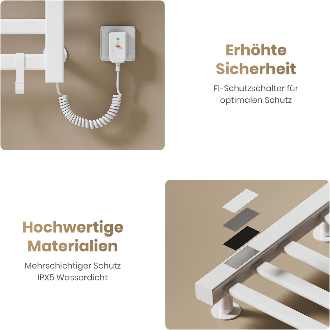 EMKE Elektrischer Badheizkörper 100x50 cm, 280W Handtuchwärmer mit WLAN-App-Steuerung, Kohlefaser Ha
