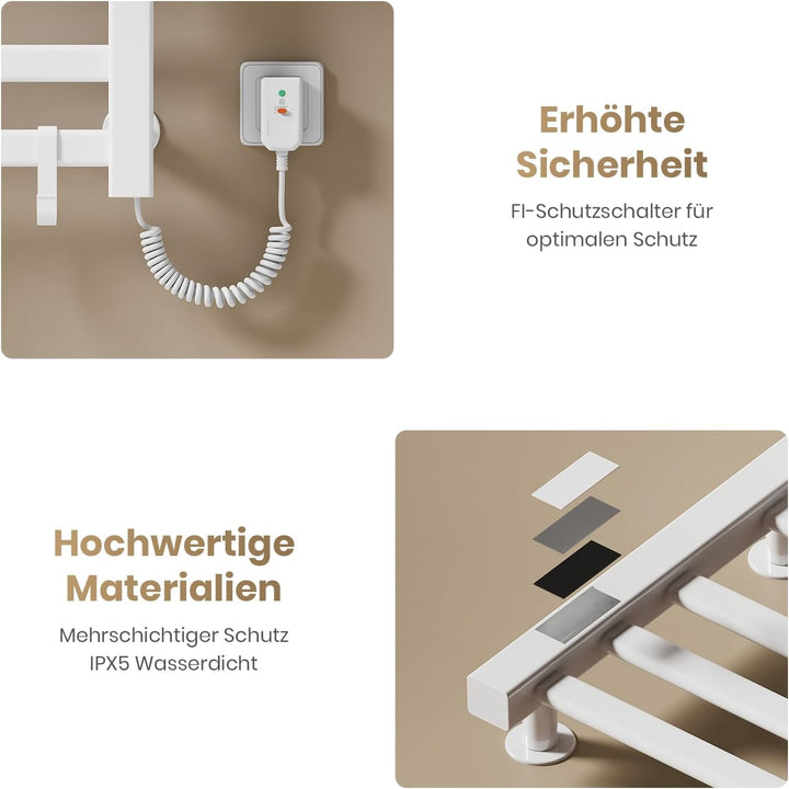 EMKE Elektrischer Badheizkörper 100x50 cm, 280W Handtuchwärmer mit WLAN-App-Steuerung, Kohlefaser Ha