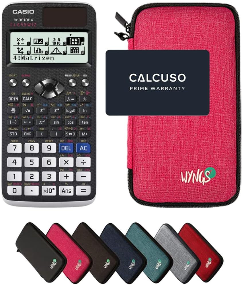 CALCUSO Sparpaket: Casio FX-991 DE X technisch-wissenschaftlicher Taschenrechner + WYNGS Schutztasch