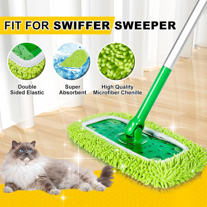 KEEPOW Mikrofaser-Tücher für Swiffer Bodenwischer – ideal für Swiffer Feuchte Bodentücher, Chenille-