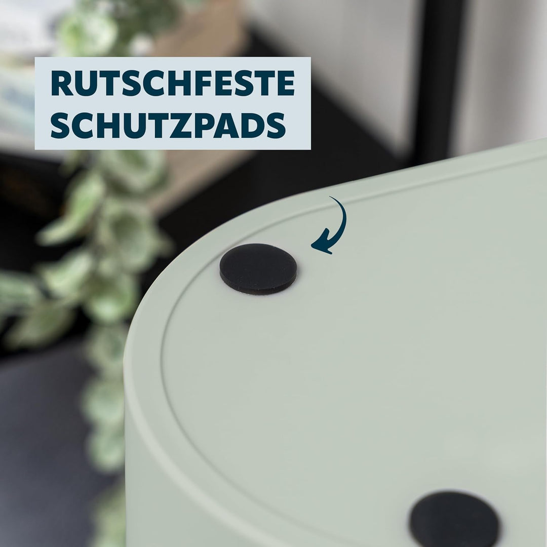 eluno ovaler Kosmetikeimer mit gummierter Softtouch-Oberfläche, Schwingdeckel & Schutzpads gegen Kra