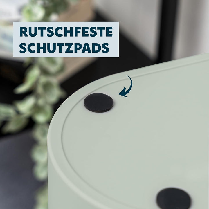eluno ovaler Kosmetikeimer mit gummierter Softtouch-Oberfläche, Schwingdeckel & Schutzpads gegen Kra