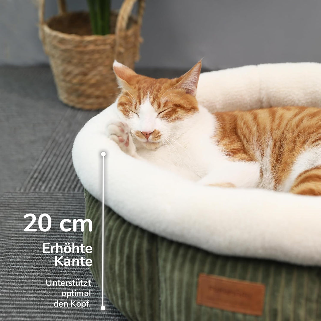 FUKUMARU Katzenbett waschbar Katzen Bettchen, 48x48x20cm Katzenkorb mit erhöhtem Rand, weiches Bett