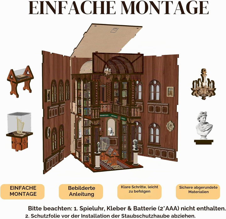 LUMYCE Book Nook Kit für Erwachsene Holzpuzzle DIY Miniatur Haus 3D Puppenhaus - Buchstütze für Büch