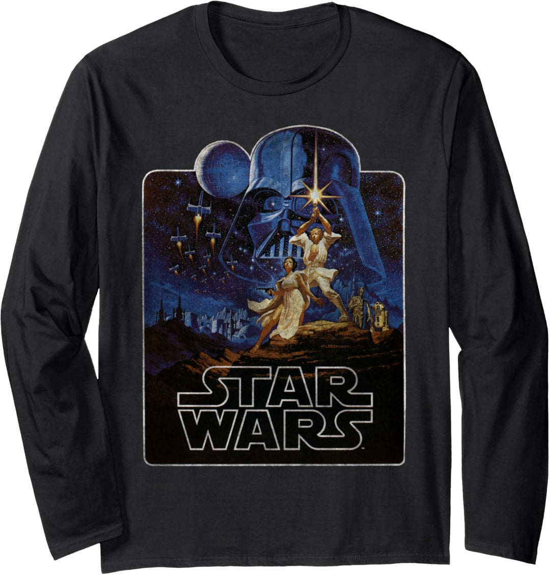 Star Wars Epic Classic New Hope Vintage Poster Badge Langarmshirt