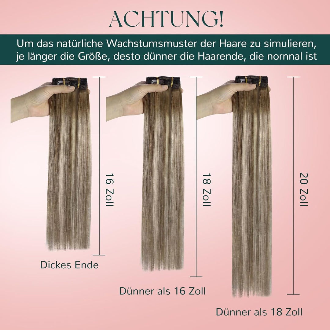 Easyouth Clip Extensions Echthaar Balayage Blond Echthaar Clip in Extensions Remy Haar Mittelbraun O