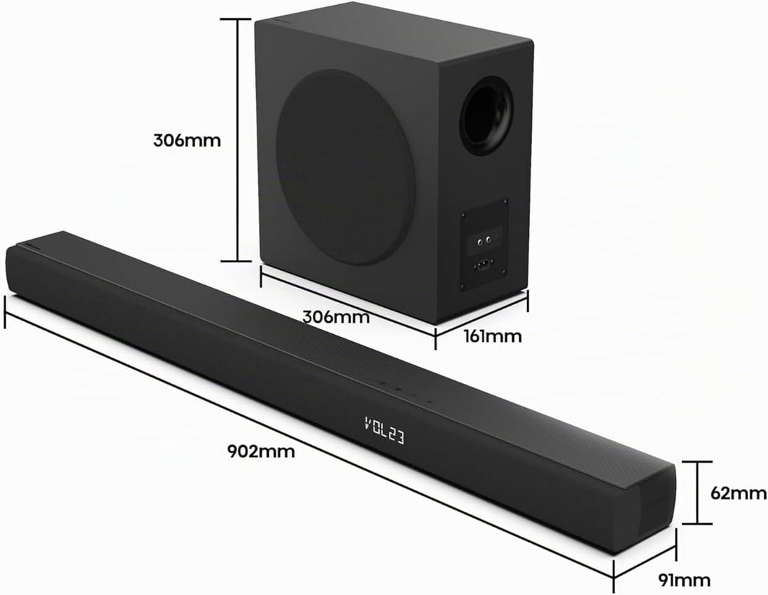 Hisense HS3100 3.1 Kanal Soundbar mit kabellosem Subwoofer, 480W, Dolby Audio, Bluetooth, HDMI ARC/O