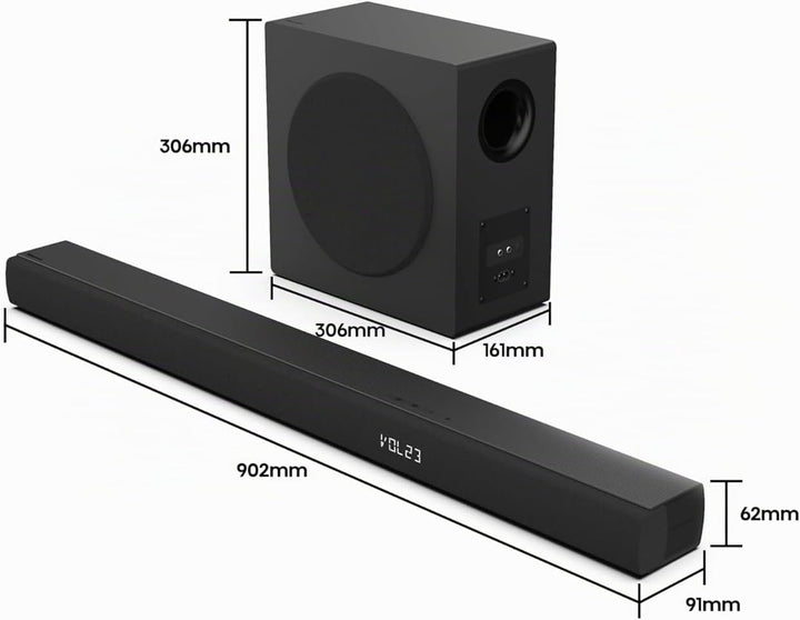 Hisense HS3100 3.1 Kanal Soundbar mit kabellosem Subwoofer, 480W, Dolby Audio, Bluetooth, HDMI ARC/O