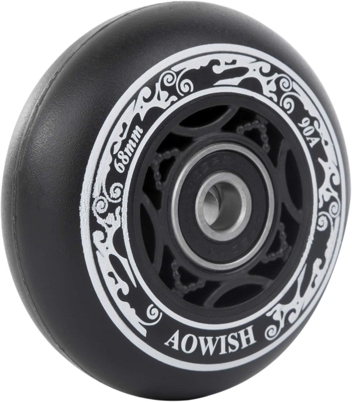 AOWISH Inline-Skate-Rollen 85A (8 Stück) Kinder Einsteiger Roller Ersatzrad Schwarz, schwarz