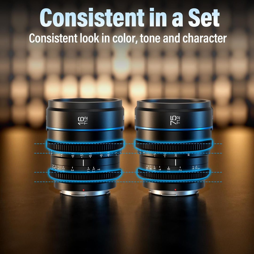 SIRUI Night Walker 75 mm T1.2 S35 Teleobjektiv Cine Objektiv, grosse Blende, manueller Fokus, MS75M-