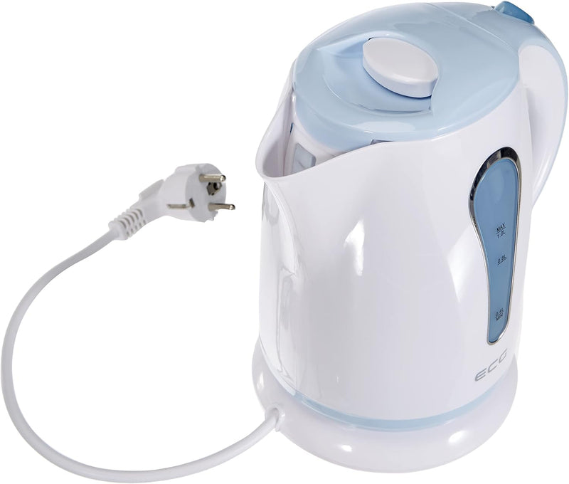 ECG RK 1022 Blue, Wasserkocher, 1 Liter, Blau-weiss, Plastik