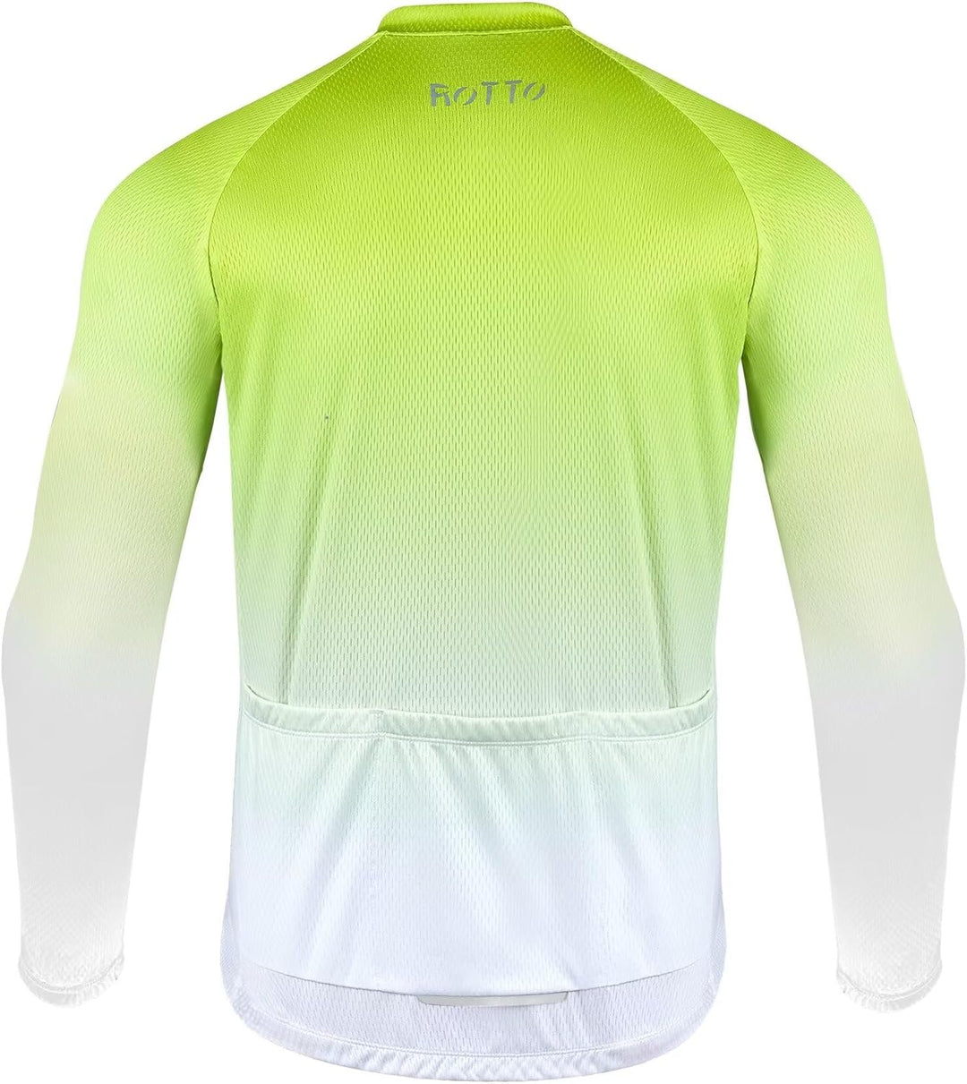 ROTTO Herren Radtrikot Fahrradtrikot Langarm Rennrad Trikot Farbverlauf Reihe L D1 Leuchtendes Grün-