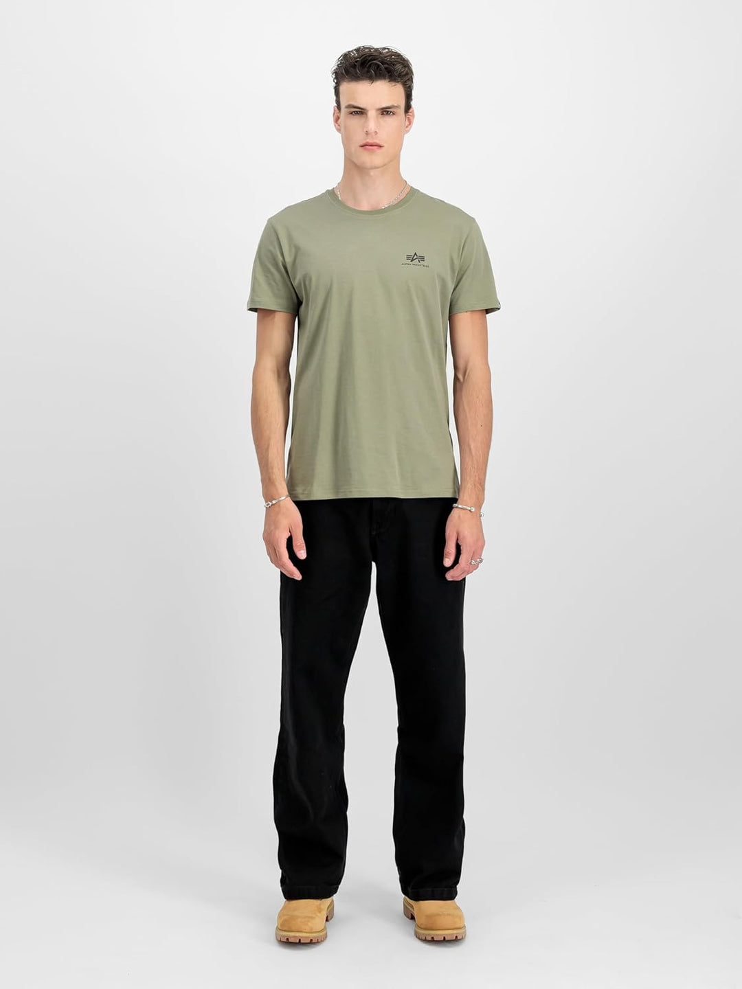 ALPHA INDUSTRIES Herren Basic T Small Logo T-Shirt für Herren T-Shirt (1er Pack) M Dark Olive, M Dar