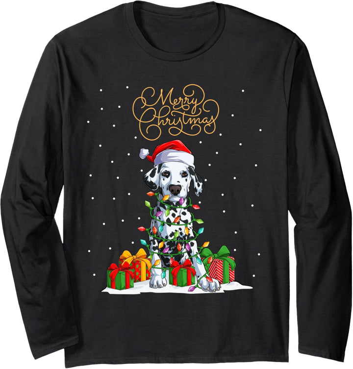 Dalmatiner Merry Christmas Xmas Lustig Weihnachts Dalmatiner Langarmshirt