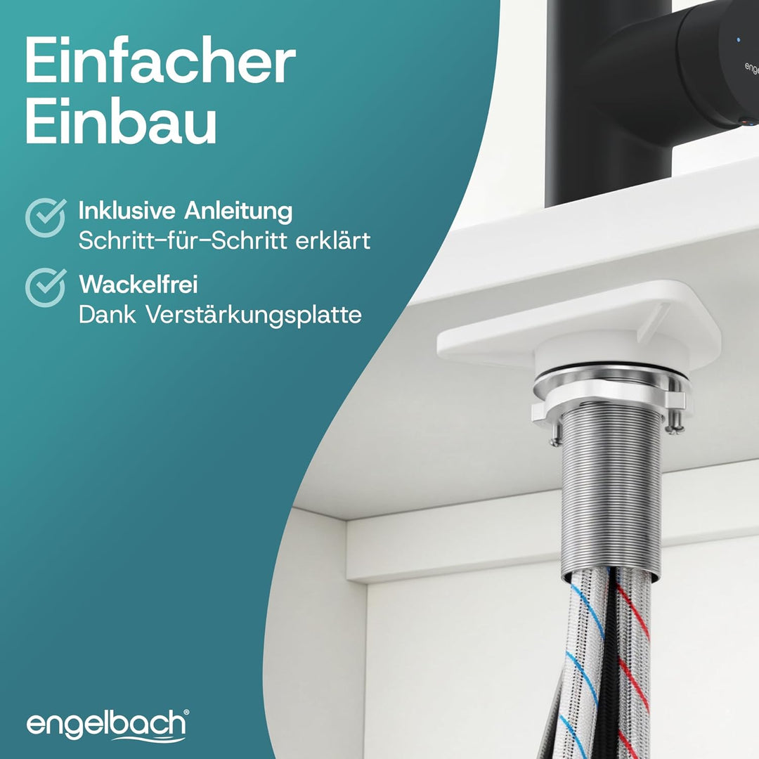 Engelbach® Wasserhahn Küche Schwarz - ausziehbar & 360 Grad schwenkbar für maximale Reichweite - 304