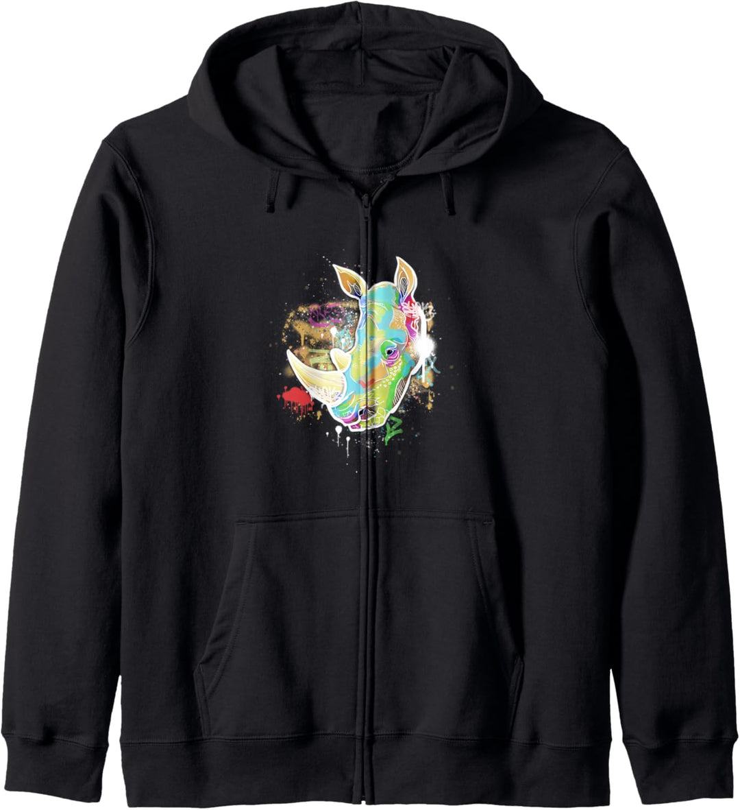 Rhinozerus Porträt Lustiges Geschenk Fun Kapuzenjacke