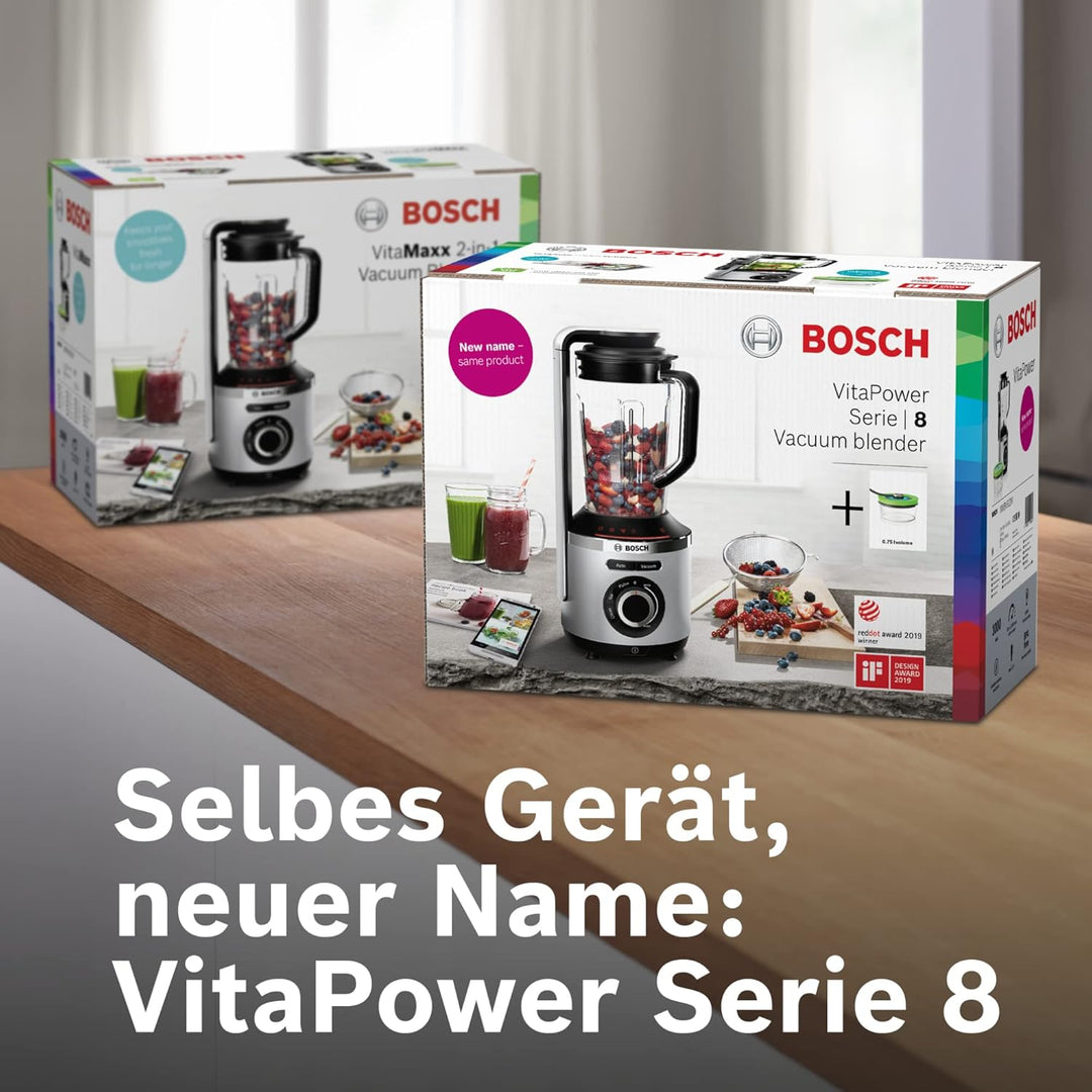 Bosch Vakuum-Standmixer VitaPower Serie 8 MMBV621M, starke Mixleistung, vitaminschonende Zubereitung