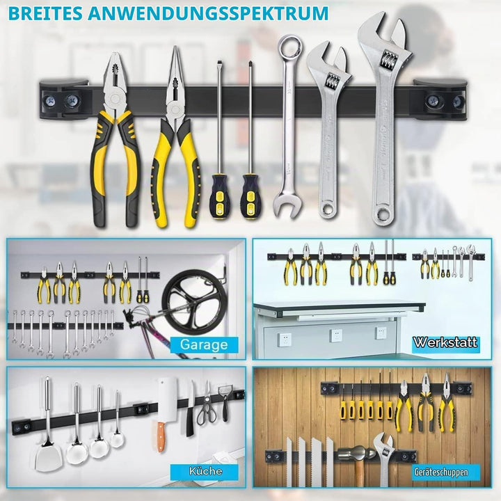 5 Stück Werkzeug Magnetleiste Set 40cm, Stark Magnetschiene Magnetische Werkzeughalter Wand, Magnet