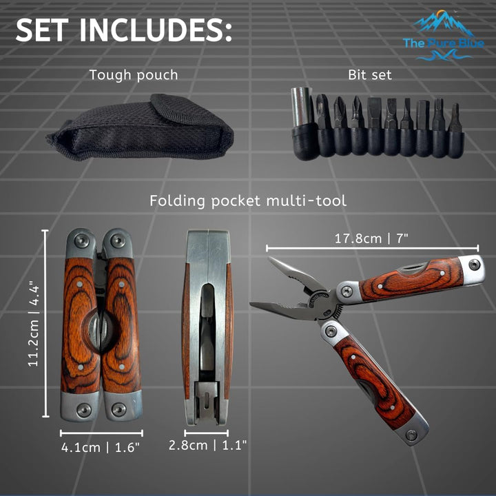 Palisanderholz Multitool Messer & Werkzeuge, Taschenmesser, Robuste Gürteltasche, Nadel- & Kombizang