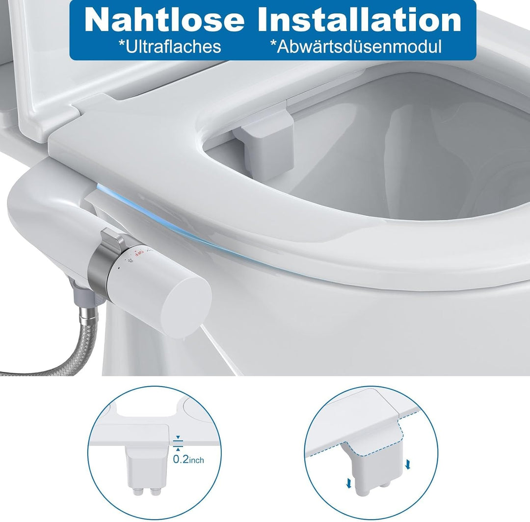 Garvee Bidet Aufsatz für Toilette, nicht elektrisch – Einziehbare selbstreinigende Doppeldüsen, Fron