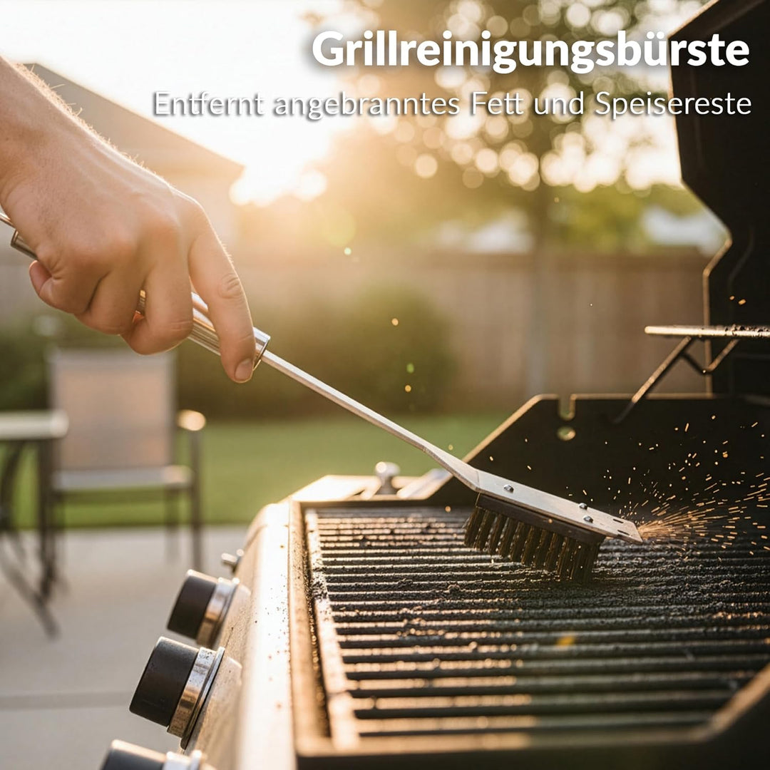 Lehmann Grillbesteck Set aus Edelstahl im Koffer | Grill Zubehör Set mit Pfannenwender, Gabel und Gr