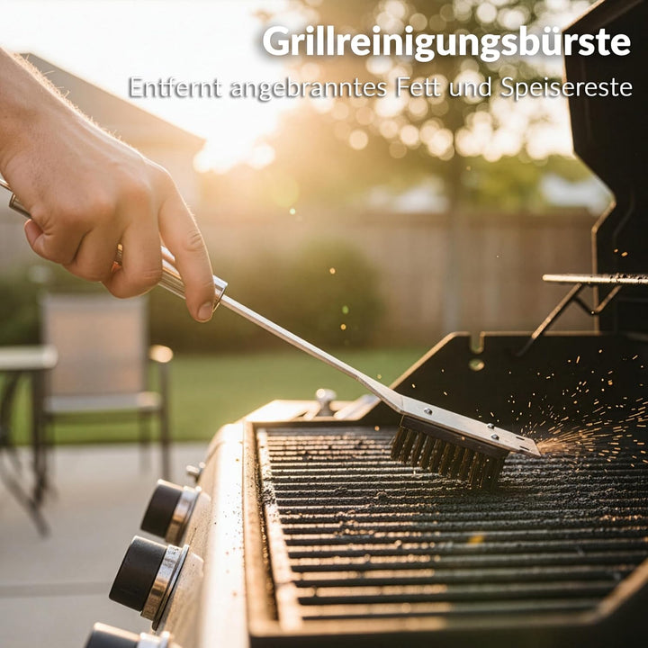 Lehmann Grillbesteck Set aus Edelstahl im Koffer | Grill Zubehör Set mit Pfannenwender, Gabel und Gr