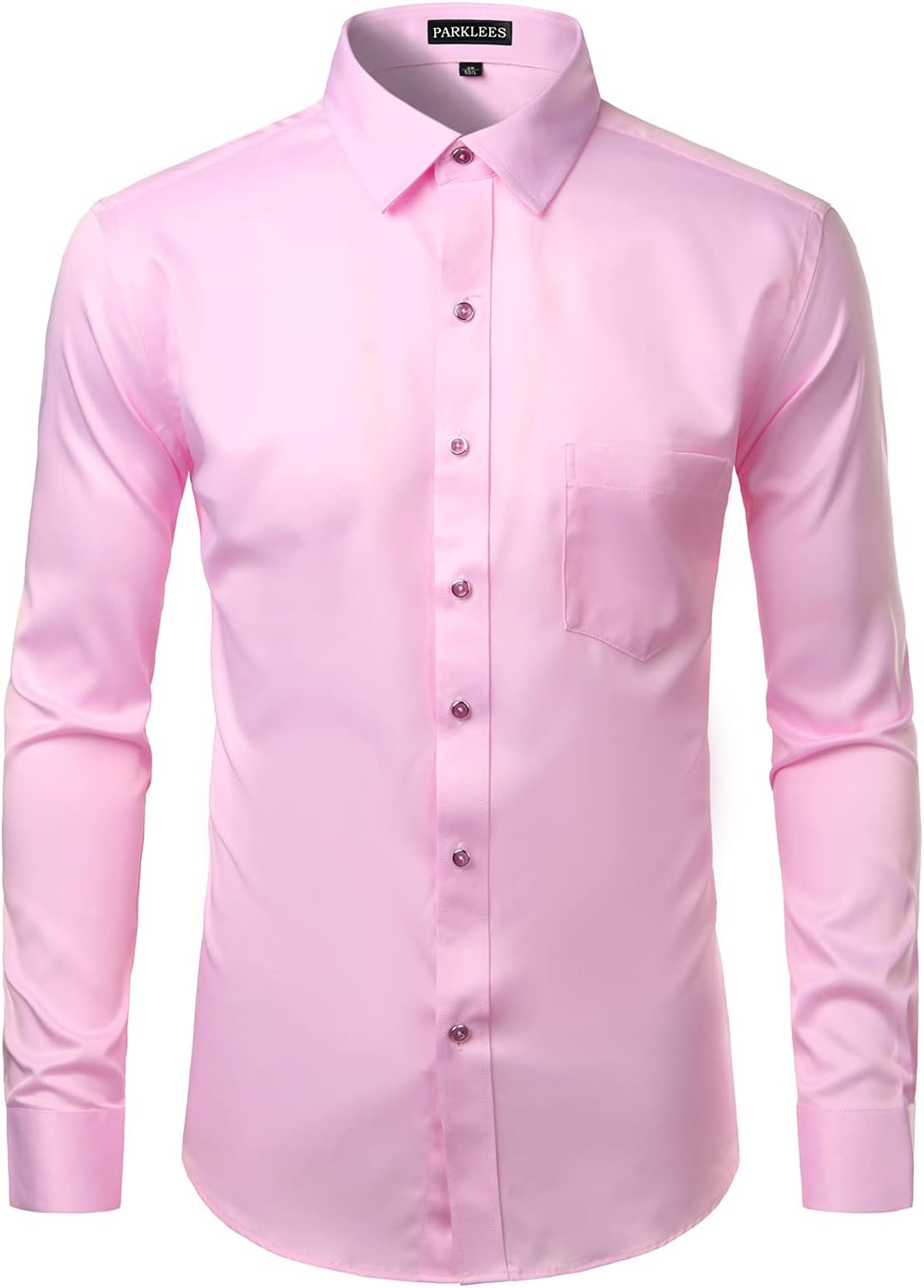 PARKLEES Herren Tailliert Freizeit Langarm Hemd Businesshemd für Hochzeit Business M Rosa, M Rosa