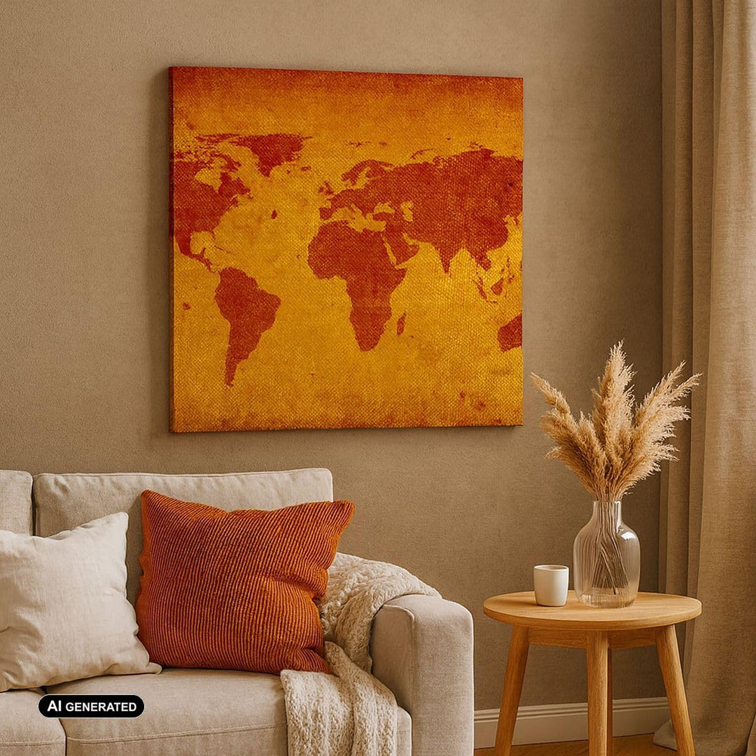 Bilder auf Leinwand 70x70cm Leinwandbild Alte Karte Kontinente Reisen Welt Gross Wanddeko Bild Schla