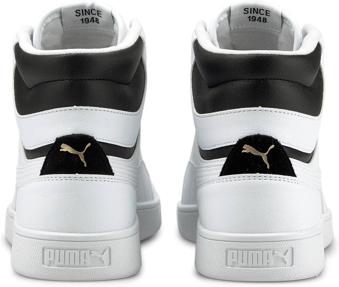 PUMA Unisex Shuffle Mid Sneaker 37.5 EU Puma White Puma White Puma Black Puma Team Gold, 37.5 EU Pum
