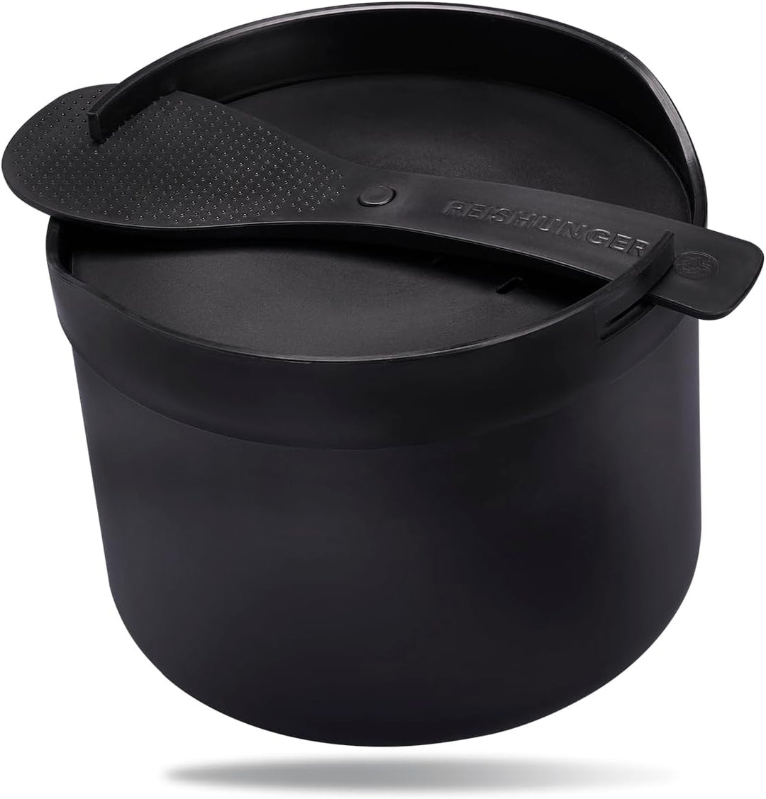 REISHUNGER Mikrowellen Reiskocher (1,7 l) - schwarz - Für perfekt gegarten Reis in nur 12 Minuten -