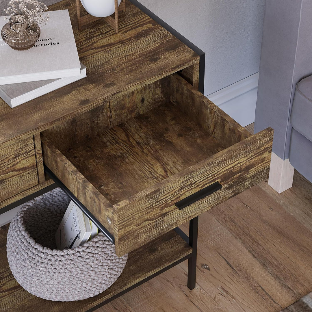 Vida Designs Brooklyn Konsolentische, Holz, Dark Wood, 2 Schublade Dark Wood 2 Schublade, Dark Wood