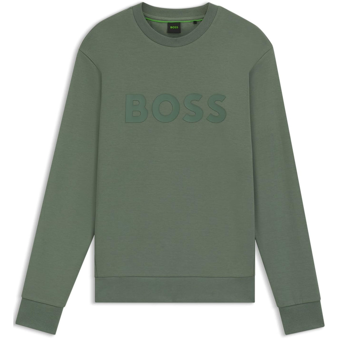 BOSS Herren Salbo Sweatshirt aus Stretch-Baumwolle mit Logo im Sandwich-Stil XS Open Green, XS Open