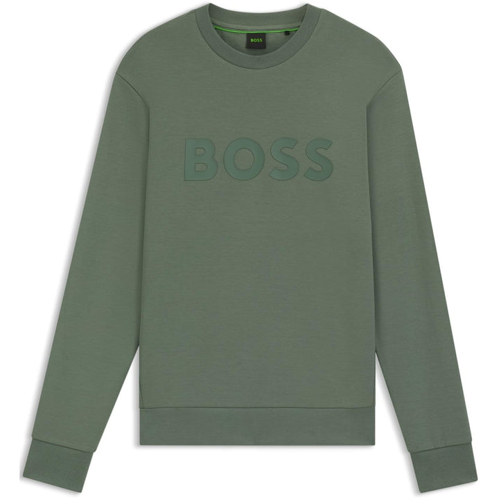 BOSS Herren Salbo Sweatshirt aus Stretch-Baumwolle mit Logo im Sandwich-Stil XS Open Green, XS Open