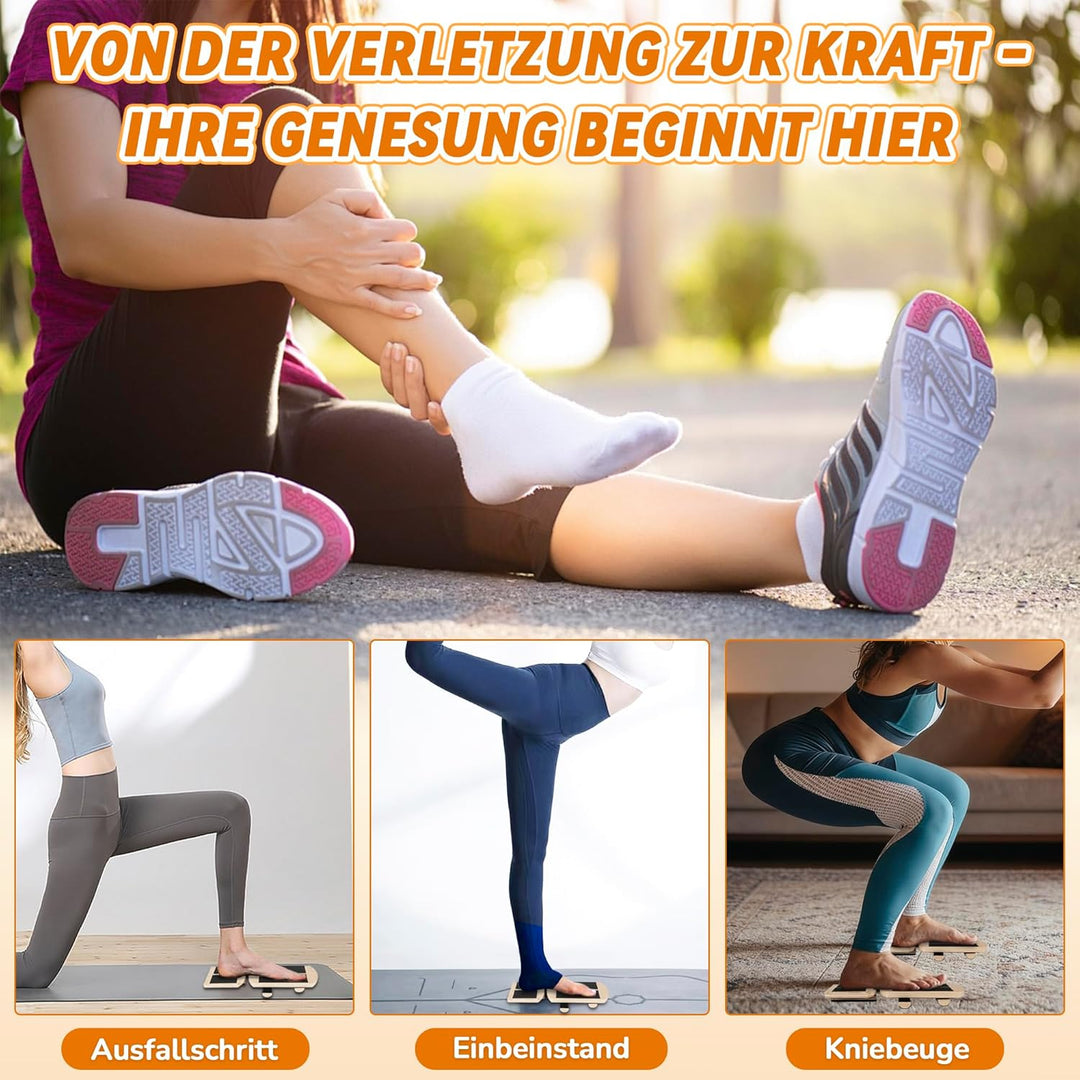 Knöchel-Balanceboard aus Holz,Rutschfester Knöcheltrainer Fusstrainer mit 2 Verstellbare Seitenplatt