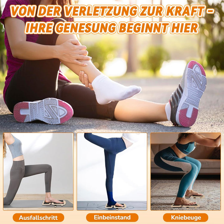 Knöchel-Balanceboard aus Holz,Rutschfester Knöcheltrainer Fusstrainer mit 2 Verstellbare Seitenplatt