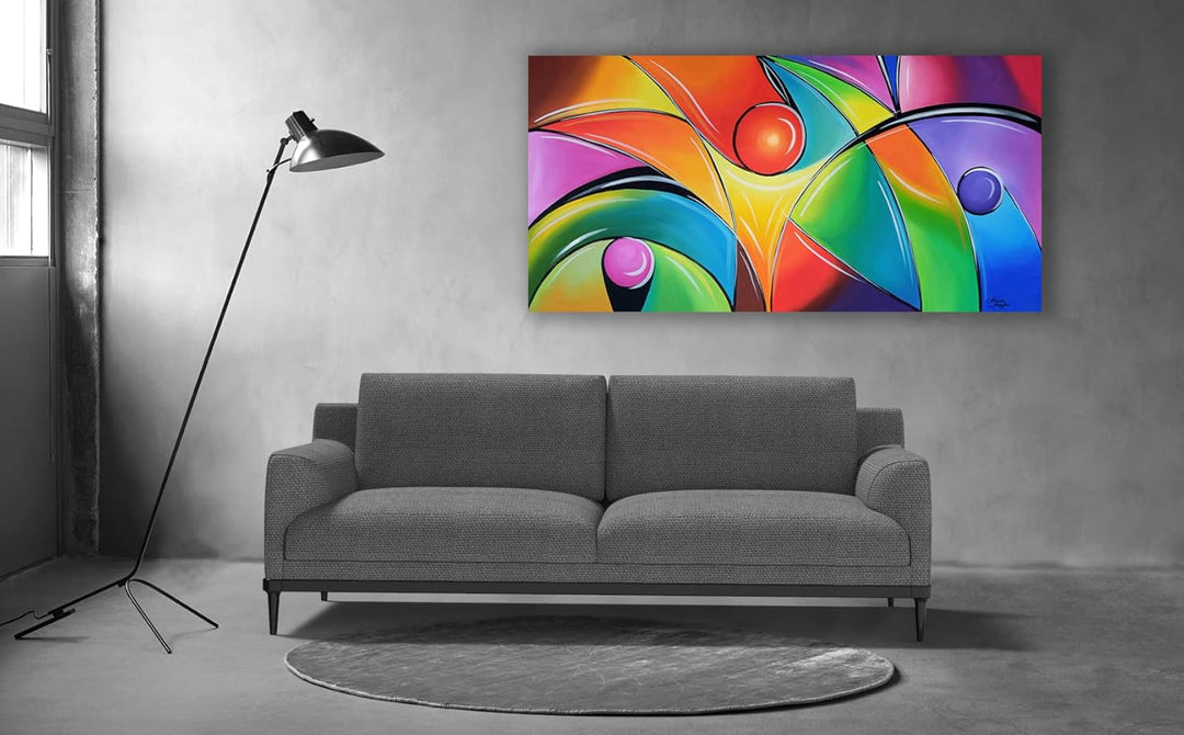 Monica Mirafiori I 100% HANDGEMALT I Gemälde Buntglas 100x50cm | Gemälde Handgemalt | Acrylgemälde |