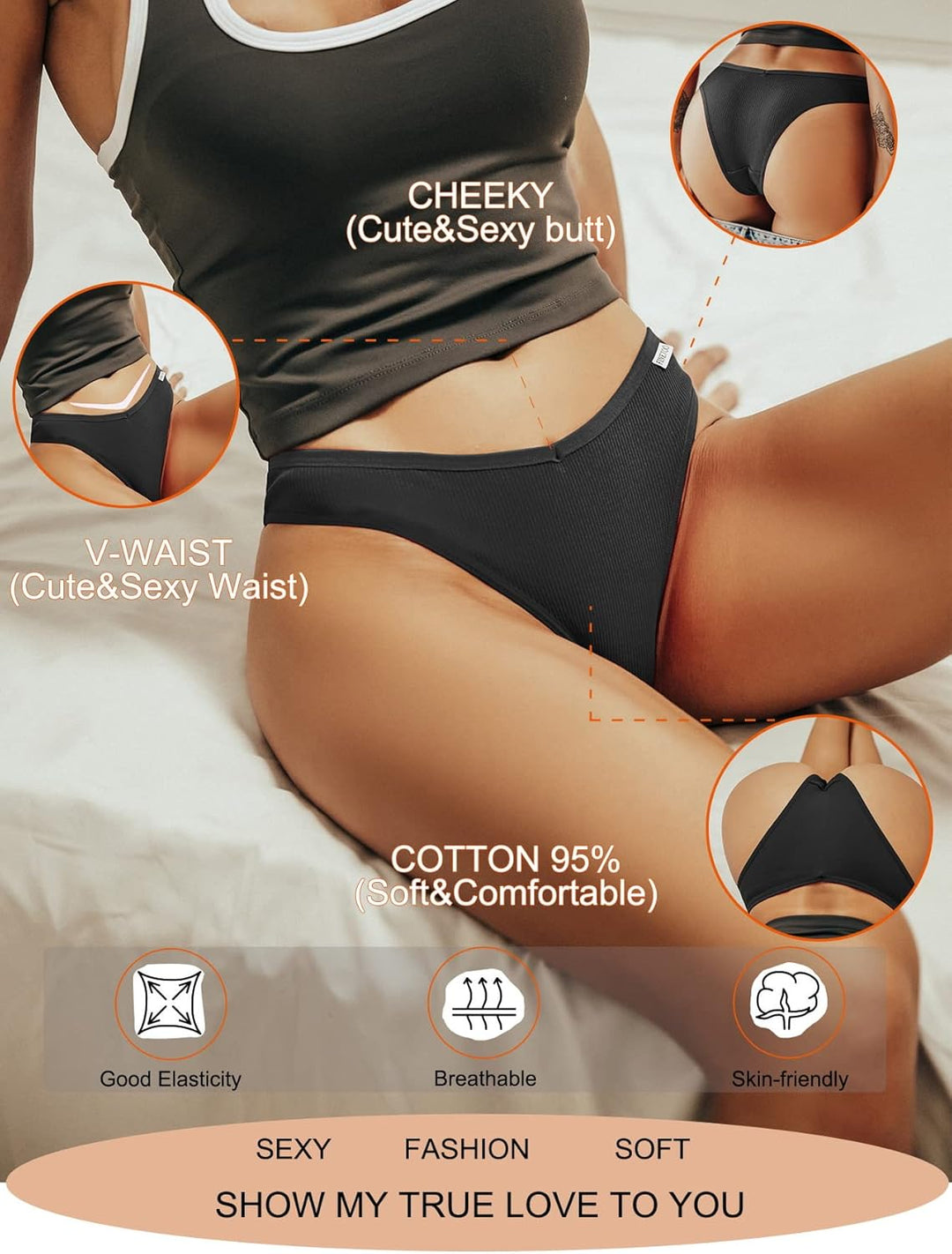 FINETOO 10er Damen Brazilian Slip Bikini Set Sexy Mädchen Baumwoll Unterwäsche Unterhosen Bequem Des