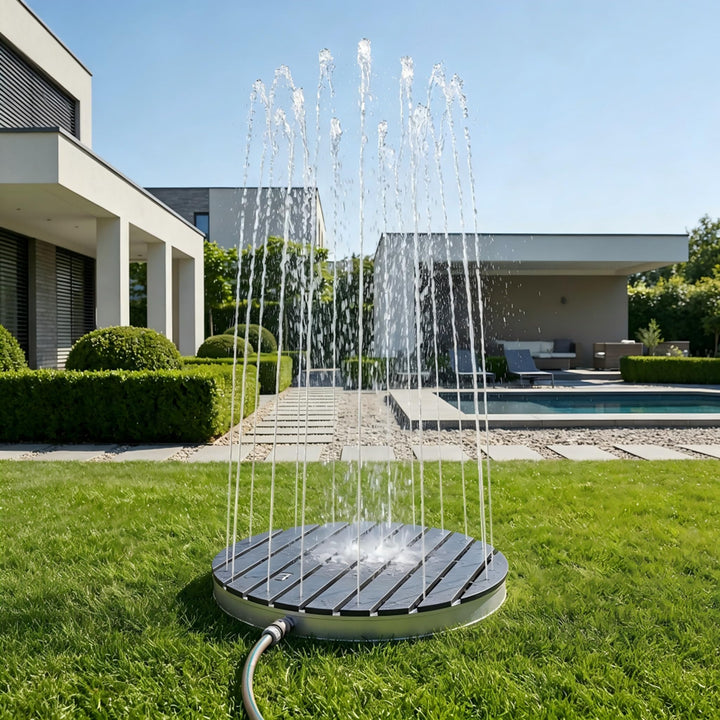 YRHome Gartendusche Bodendusche Rund Anthrazit, 4m Fontänenhöhe mit Fussrad, rutschfest WPC &amp; Edelst