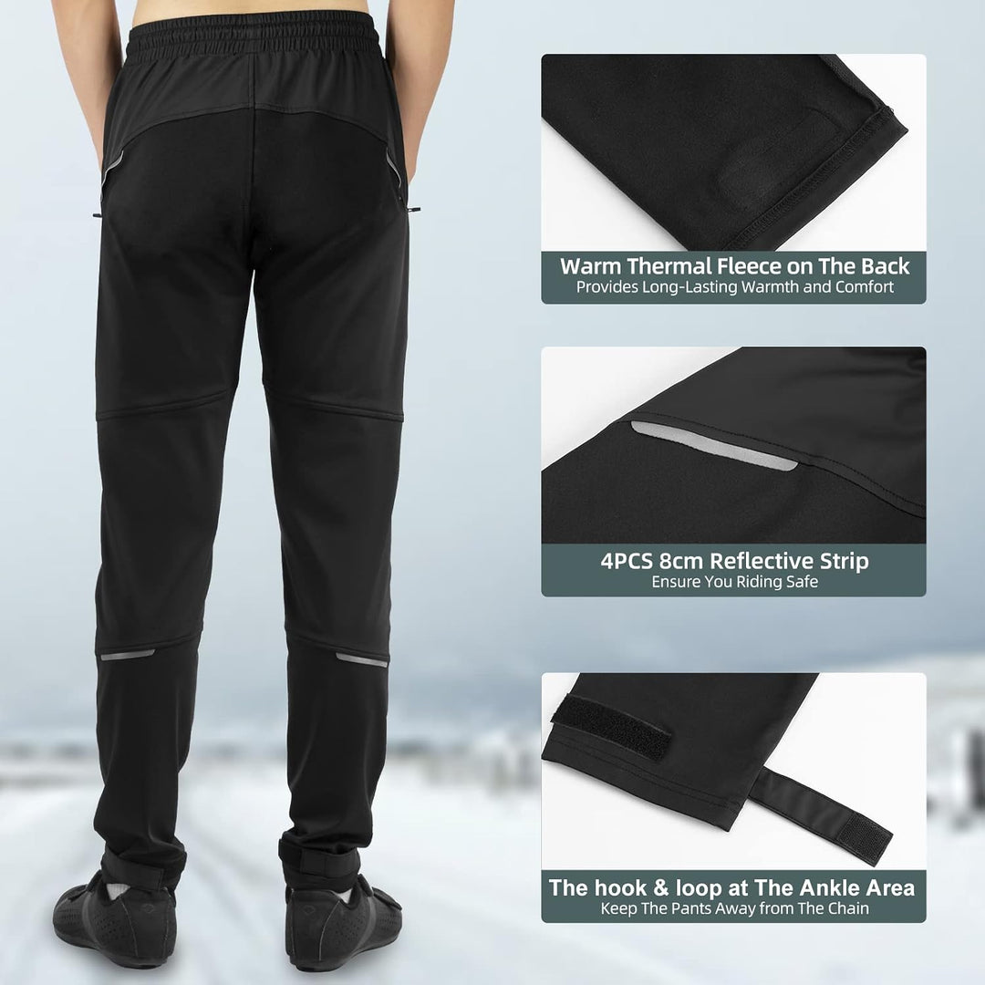 ROCKBROS Winter Fahrradhose Lange Radhose Herren Winddicht Thermo zum Radfahren Laufen Wandern XXL S