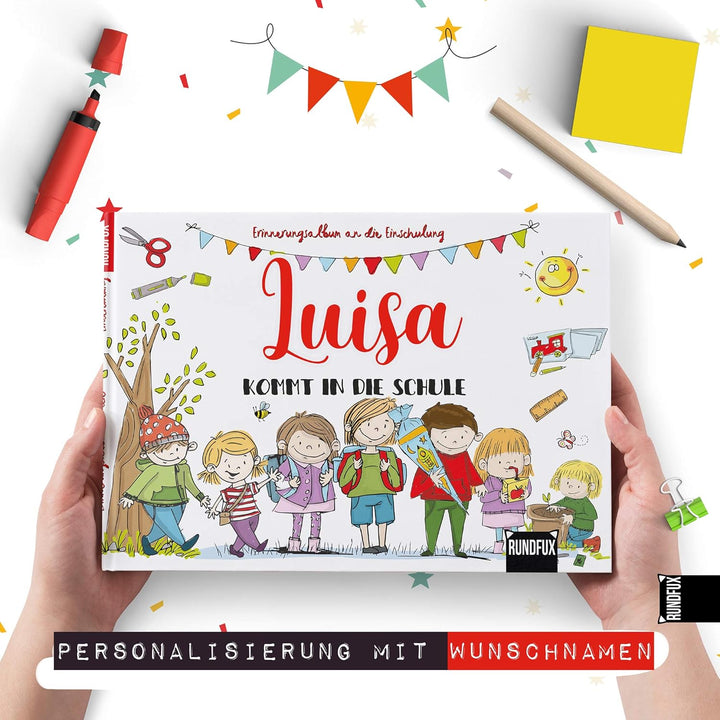 Das Erinnerungsalbum zur Einschulung | Personalisiert mit Wunschnamen - Jedes Buch EIN Unikat für da