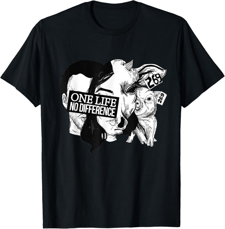 One Life Animal Rights Tierrecht Veganer Tierschutz Go Vegan T-Shirt