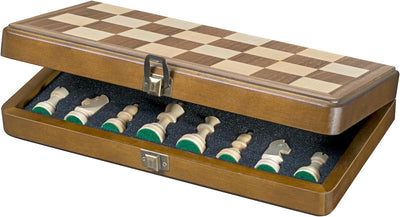 Philos 2625 - Schach, Schachspiel, Schachkassette Walnuss medium, Feld 33 mm, Königshöhe 65 mm, Holz