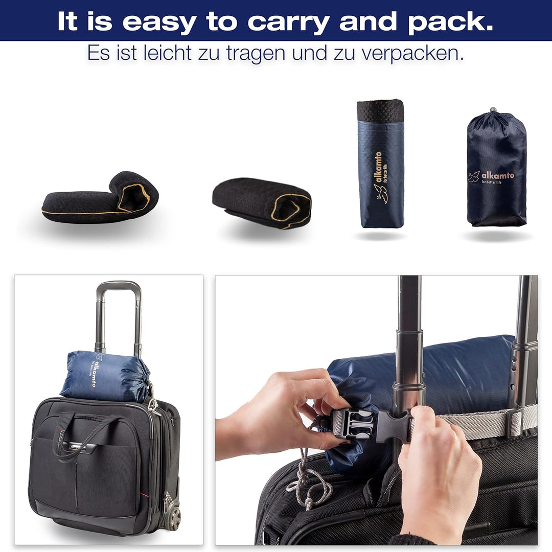 alkamto Reisekissen – Campingkissen – Ergonomisches Memory-Schaum-Kissen mit Temperaturregulierendem