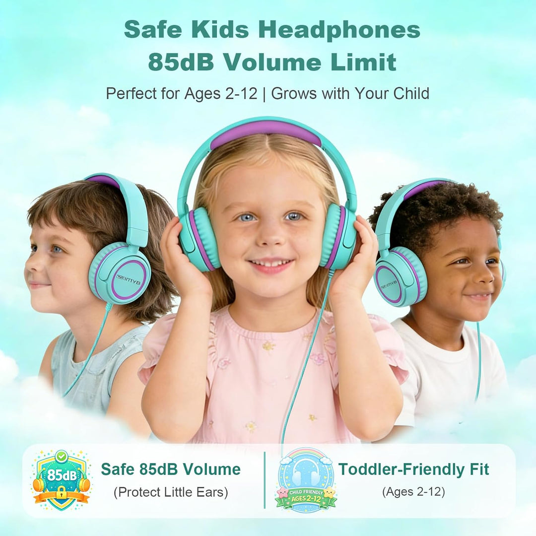 Kinder kopfhörer, Kopfhörer für Kinder mit Kabel, faltbar, Stereo Sound, Sichere Lautstärkebegrenzun