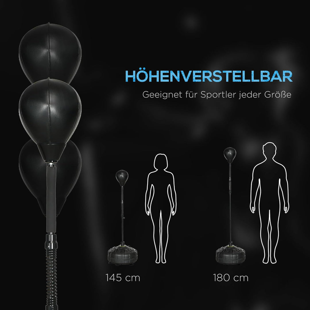 SPORTNOW Punchingball, 145-180 cm höhenverstellbarer Standbox-Trainer Boxsack mit Saugnapf, Kunstled