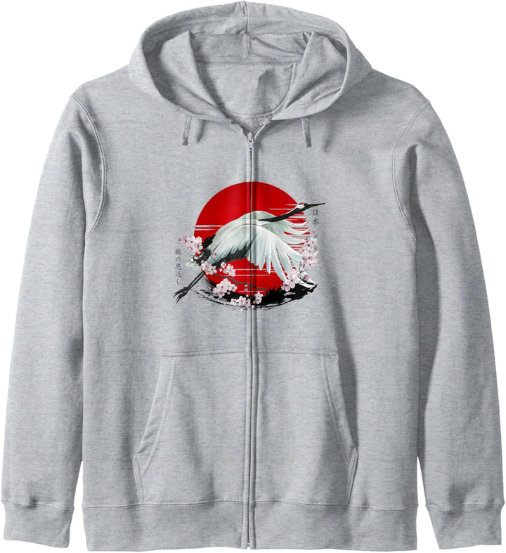 Japanischer Rotkronenkranich Tsuru Kapuzenjacke
