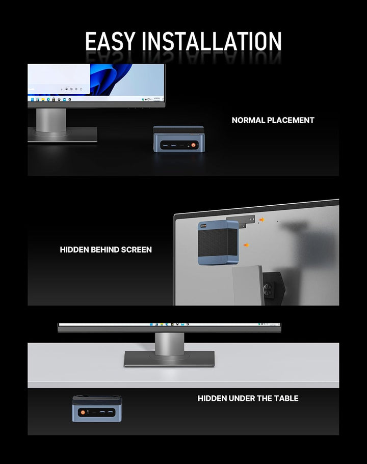 BOSGAME Mini-PC E5 mit AMD Ryzen 5300U, 16 GB DDR4 RAM 1TB SSD(64G+4TB), mini pc Win 11 Pro, Dual LA