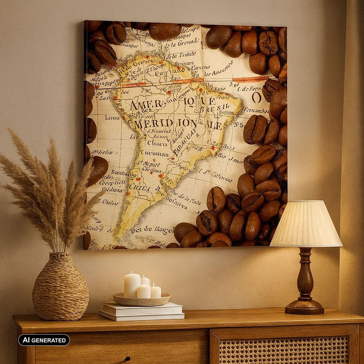 ARTTOR Bilder auf Leinwand Südamerika Samen Kaffee Leinwandbild 60x60cm Wandbilder Dekoration Wohnzi