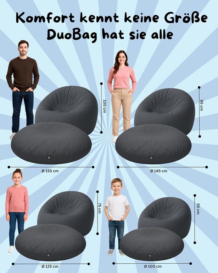 PATCH HOME Sitzsack 2 in 1 Sitzkissen Bodenkissen für Erwachsene &amp; Kinder - Gaming mit Füllung Kisse