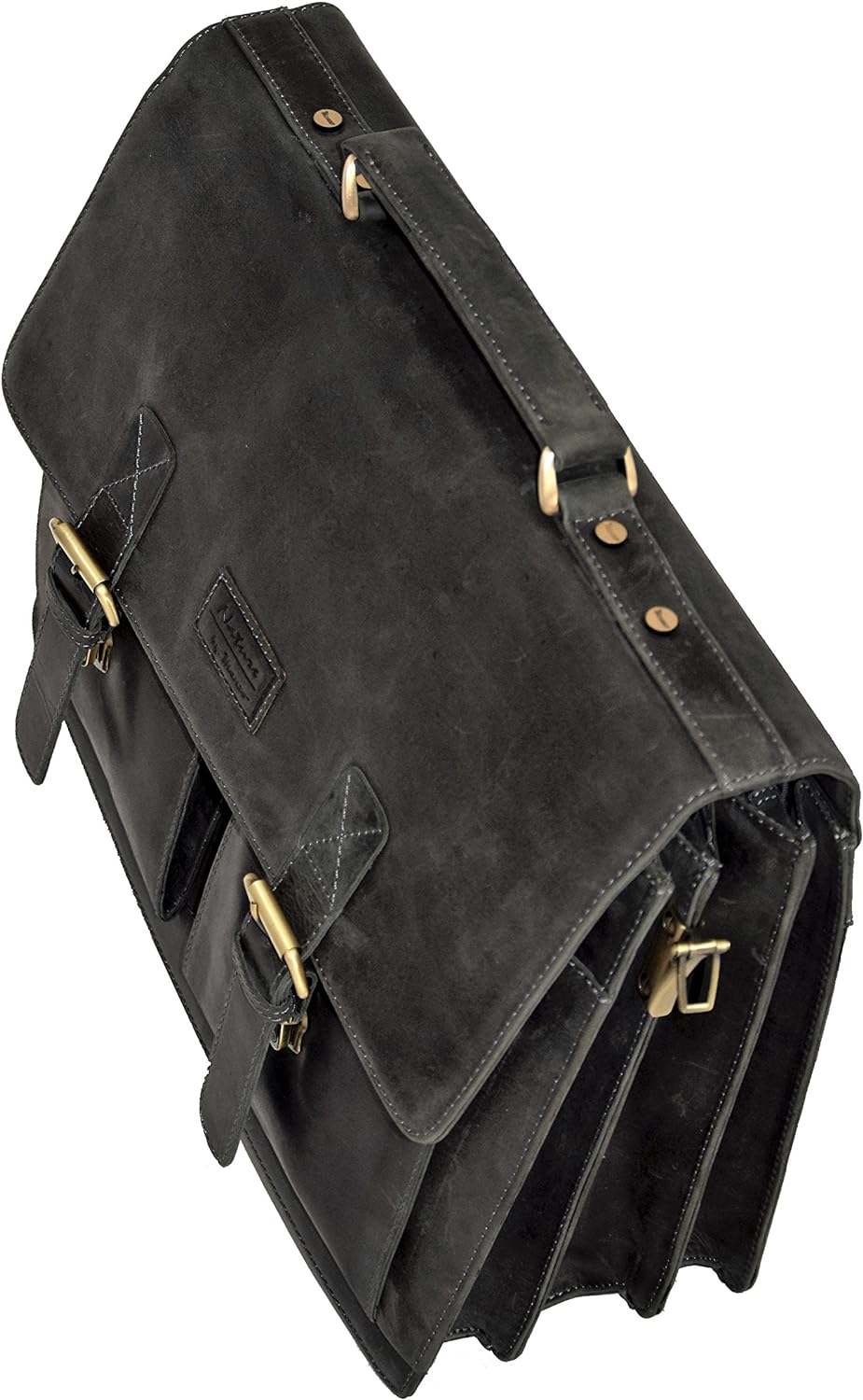 Menzo Aktentasche aus echten Leder, Laptoptasche bis zu 15 Zoll, Vintage Umhängetasche, Messenger ba